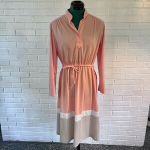 Vintage 80s color block midi shirt dress